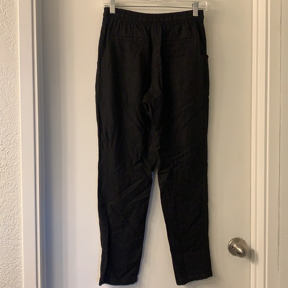 Black Linen Blend High Rise Pant - Picture 2 of 6